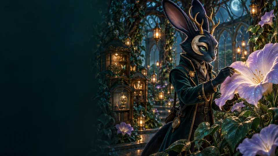 Vesper in the about chapter of the Midnight Conservatory