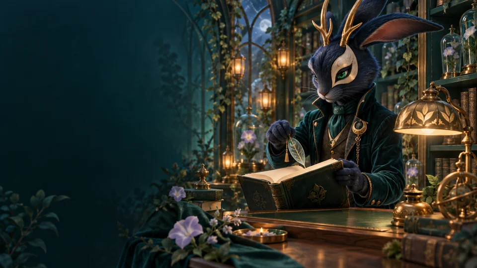 Vesper in the archive chapter of the Midnight Conservatory