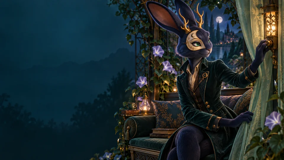 Vesper in the comfort chapter of the Midnight Conservatory